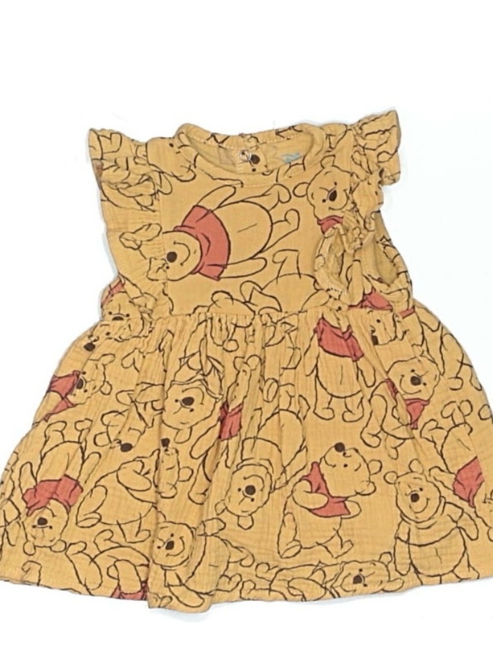 Yellow Winnie the Pooh Print Baby Dress